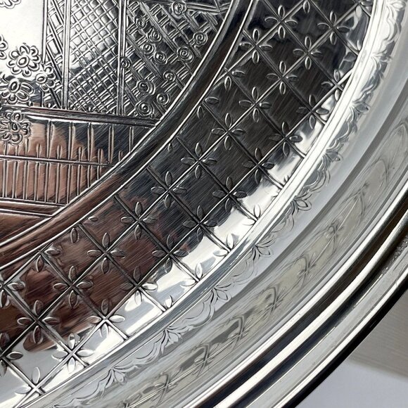 Gorham Silver Decorated Tray | Seasons Of Blossom | Winter Country Scene - Picture 6 of 10